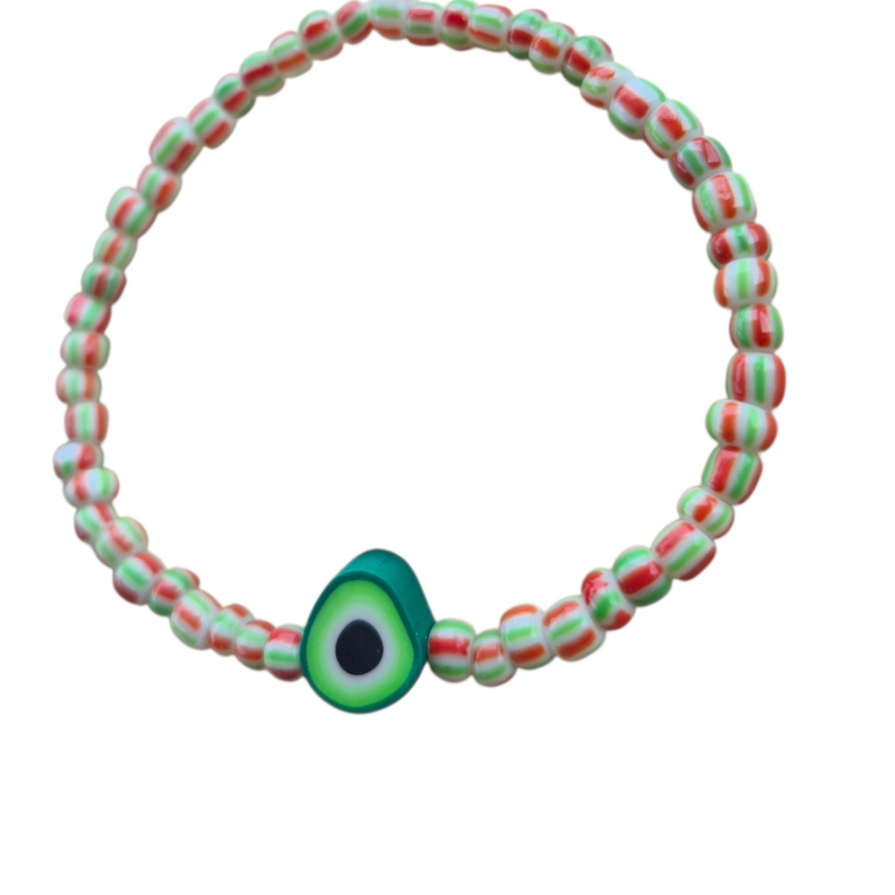 Green and Red Avocado Charm Bracelet Jewelry